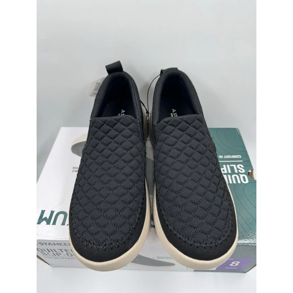 Staheekum Women's Quilted Cushioned Footbed Slip On Shoes - SIZE 8 Black